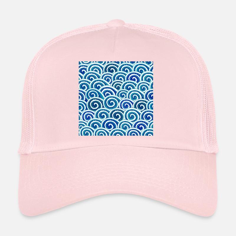 Expressive wave pattern in blue Trucker Cap