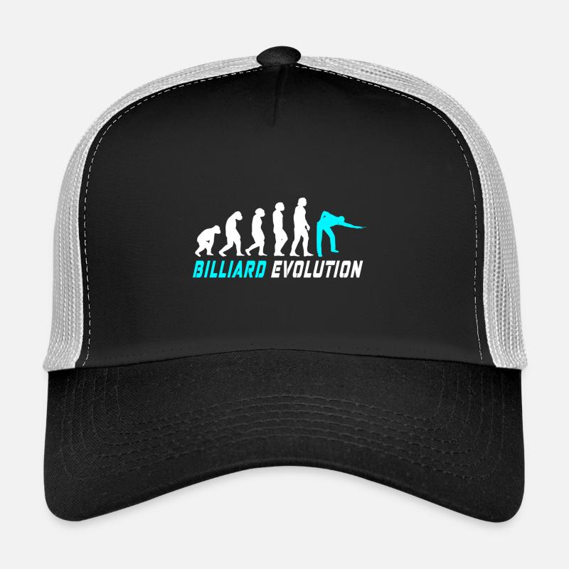 Billard Evolution Design / Geschenkidee - Trucker Cap - Schwarz/Steingrau