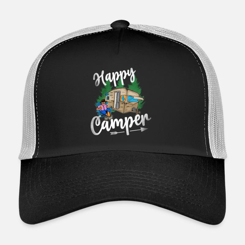 Happy Camper - Trucker Cap - Schwarz/Steingrau