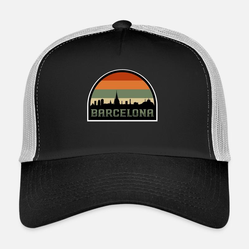 Barcelona Spanien Skyline Silhouette Spanische Flagge Trucker Cap