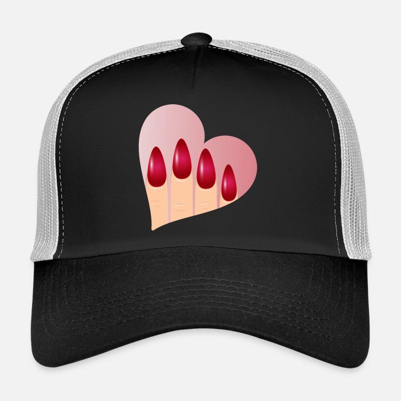 Maniküre mit Liebe - Herz mit roten Fingernägel Trucker Cap