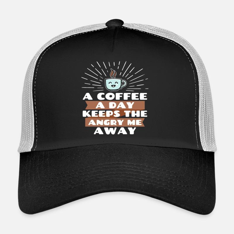 Witz Cool Lustig Statement Kaffee - Trucker Cap - Schwarz/Steingrau