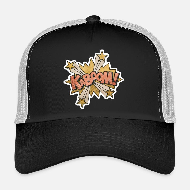 Comic Kabbom Pop Art Action Spruch - Trucker Cap - Schwarz/Steingrau