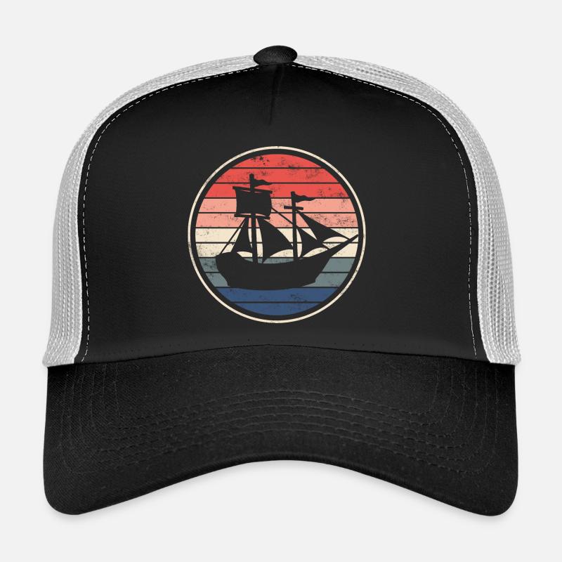 Boot Schiff Segelschiff - Trucker Cap - Schwarz/Steingrau