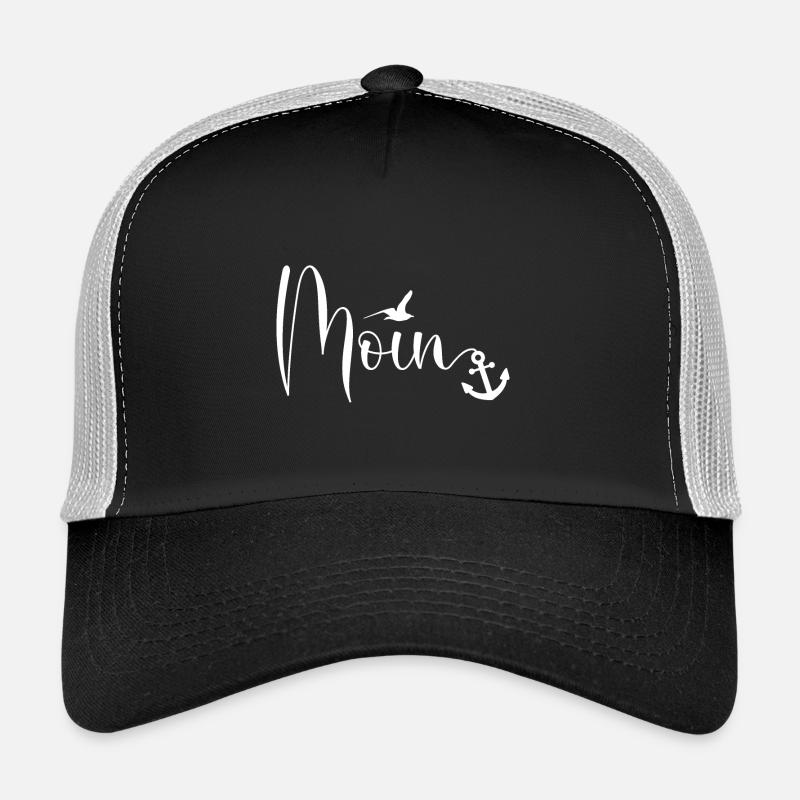Moin Möwe Anker Platt Dialekt Ostfriesland - Trucker Cap - Schwarz/Steingrau