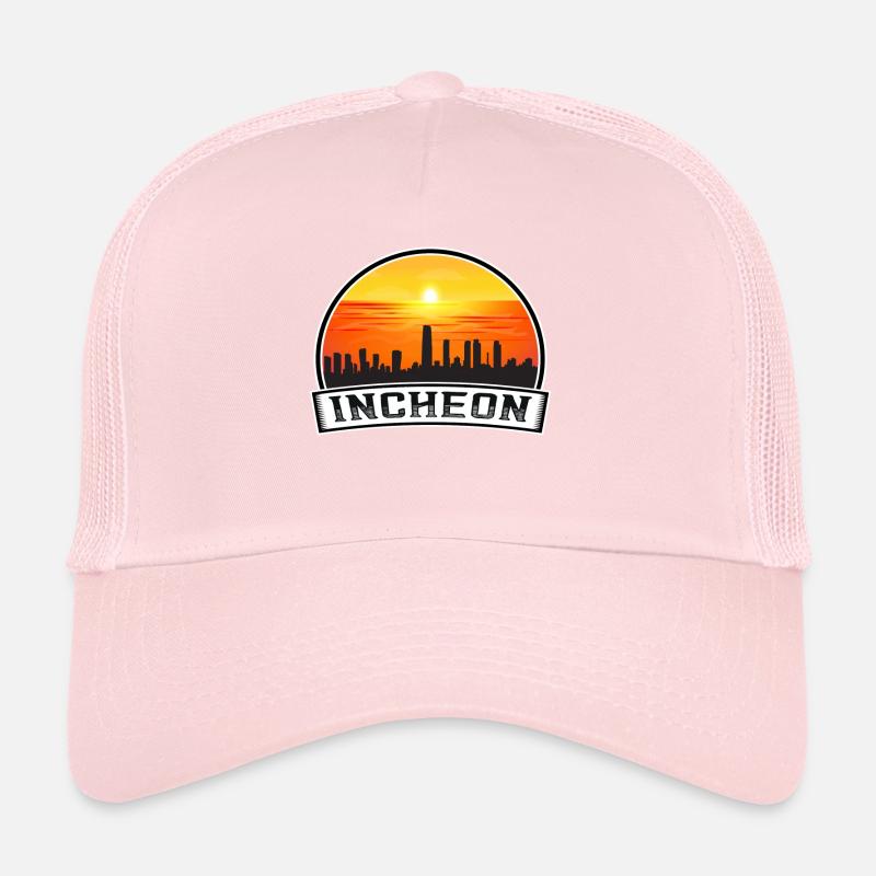 Incheon Corée du Sud Skyline Vintage Sunset Voyage Casquette trucker 