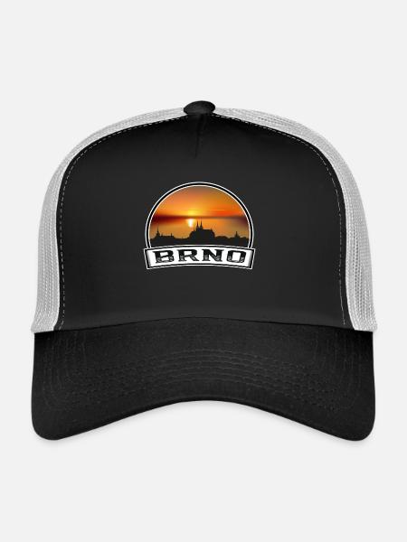 Brno Czechia Skyline Vintage Sunset Travel Souveni - Trucker Cap - black/stone grey - Front