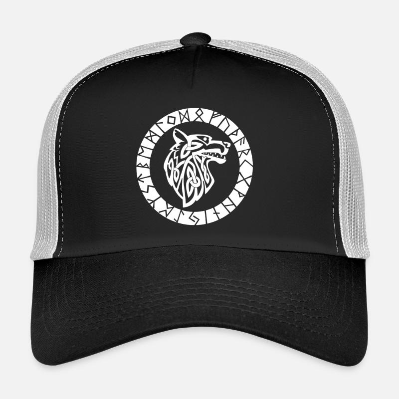 Emblème viking du loup blanc Casquette trucker 