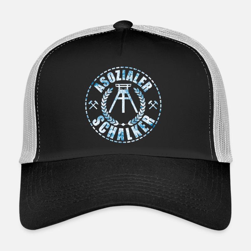 Asozialer Schalker | Gelsenkirchen Schalke - Trucker Cap - Schwarz/Steingrau