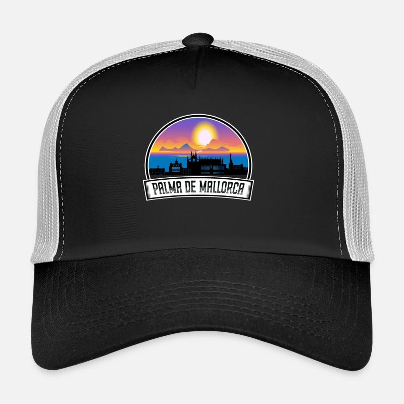 Palma de Mallorca Spanien Skyline Vintage Sunset Tra Trucker Cap