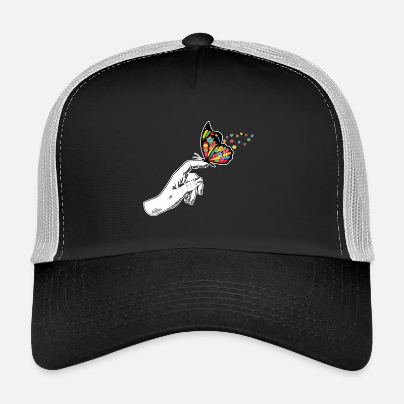 Schmetterling Autismus Bewusstsein - Trucker Cap - Schwarz/Steingrau