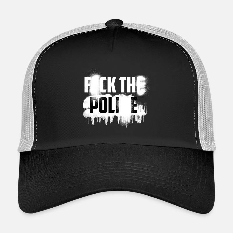 F*CK THE POLI*E - Trucker Cap - Schwarz/Steingrau