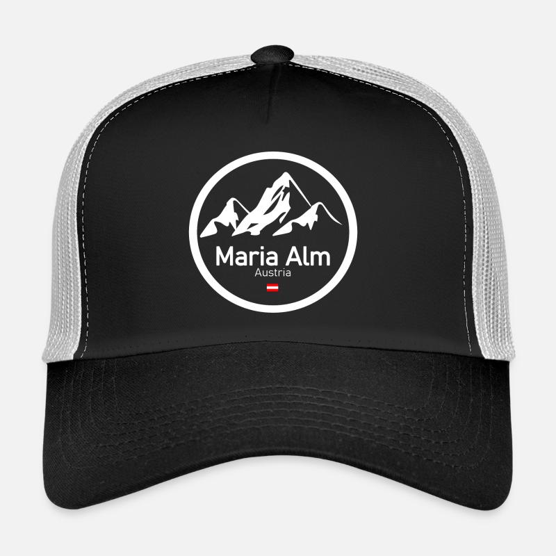 Maria Alm Bergpanorama Logo - Trucker Cap - Schwarz/Steingrau