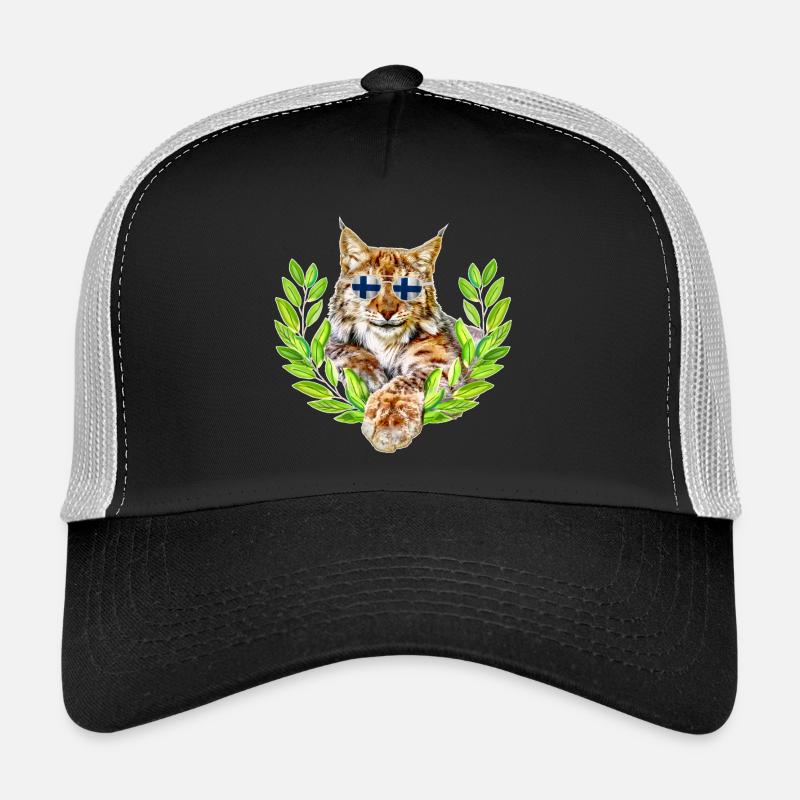 Finnland Luchs lächelnd cool - Trucker Cap - Schwarz/Steingrau