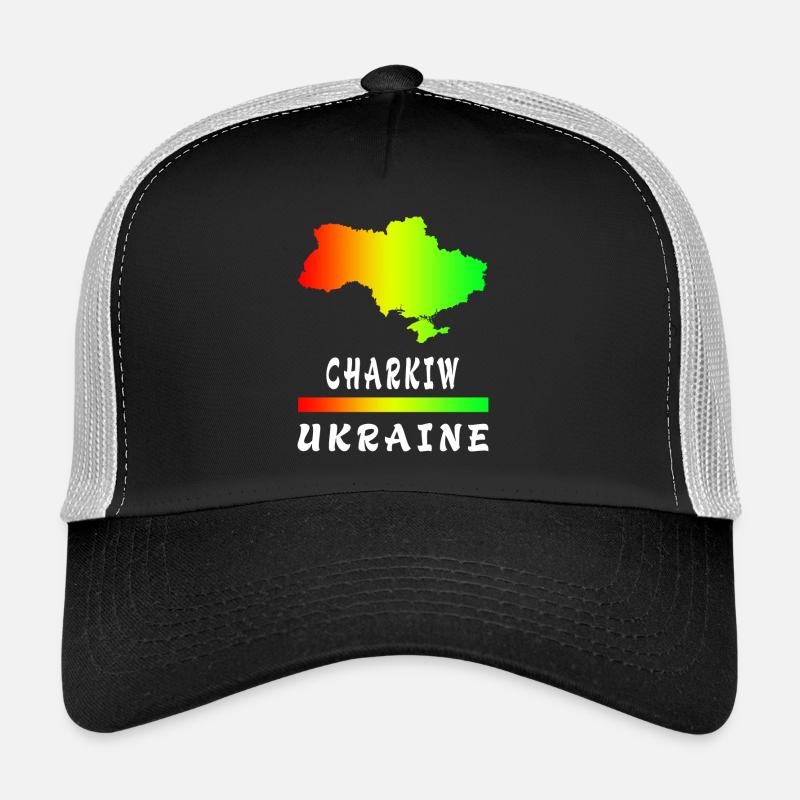 Charkiw Ukraine Regenbogen Design - Trucker Cap - Schwarz/Steingrau