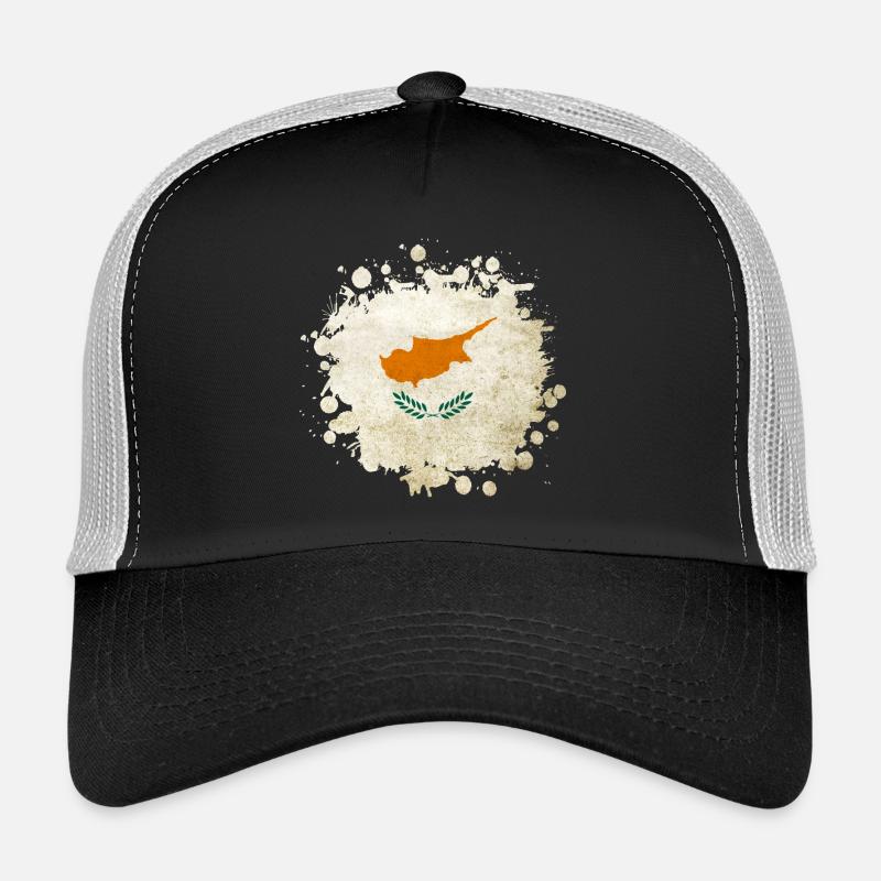 Zypern Vintage Klecks Flagge - Trucker Cap - Schwarz/Steingrau