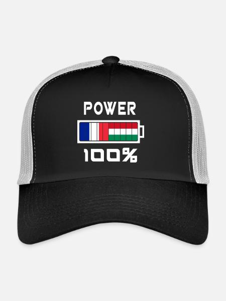 La Hongrie et France Power 100 % - Casquette trucker  - noir/gris pierre - Devant