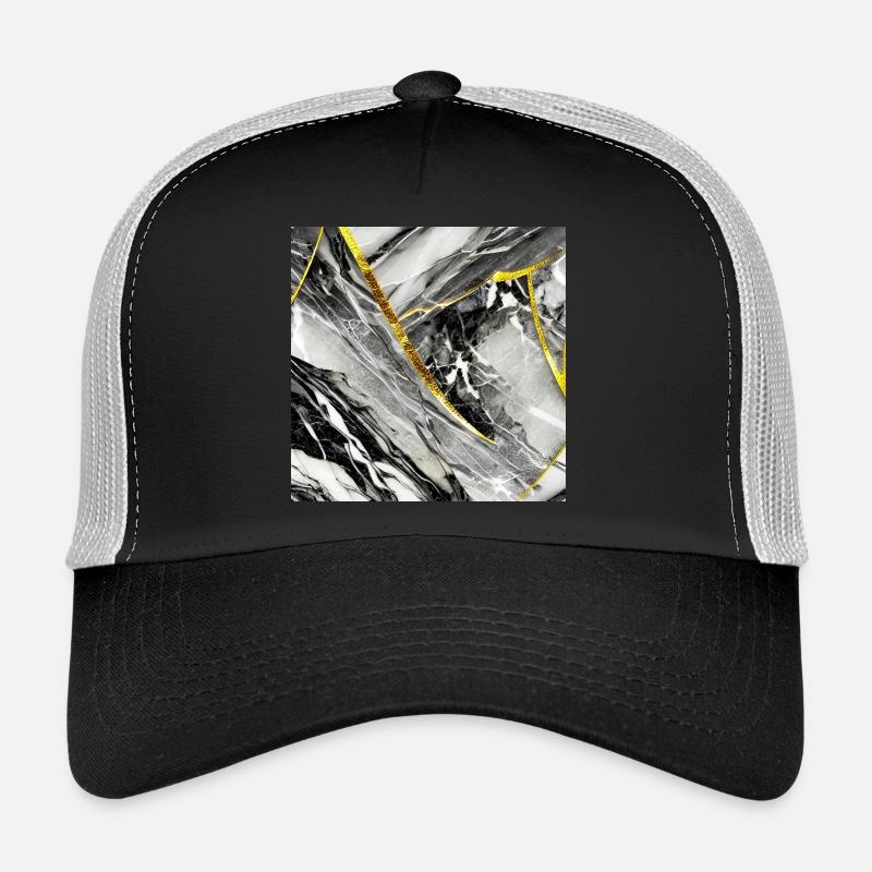 Marmor Schwarz Gold Naturstein - Trucker Cap - Schwarz/Steingrau