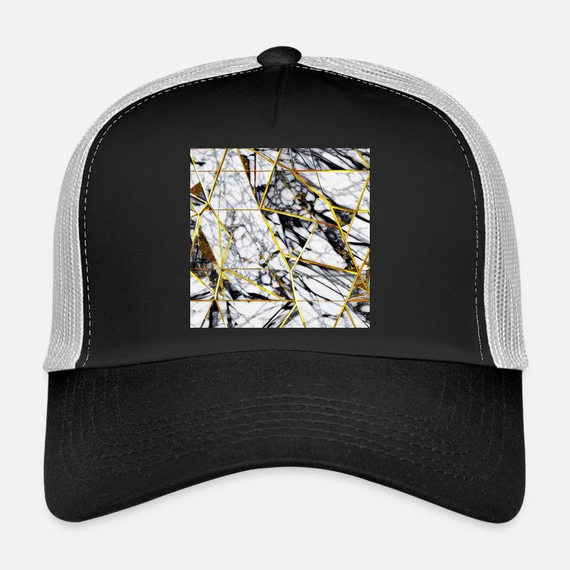 Marble Black White Gold Texture Trucker Cap