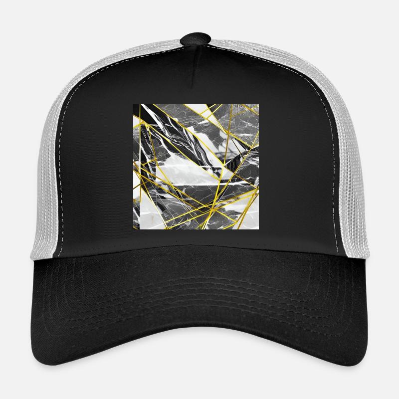 Marbre Or Noir Texture géométrique Casquette trucker 