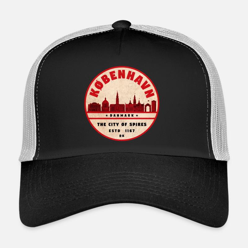 Sceau vintage de la Skyline de Copenhague Casquette trucker 