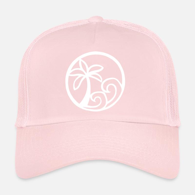 Vagues et palmier blanc Casquette trucker 