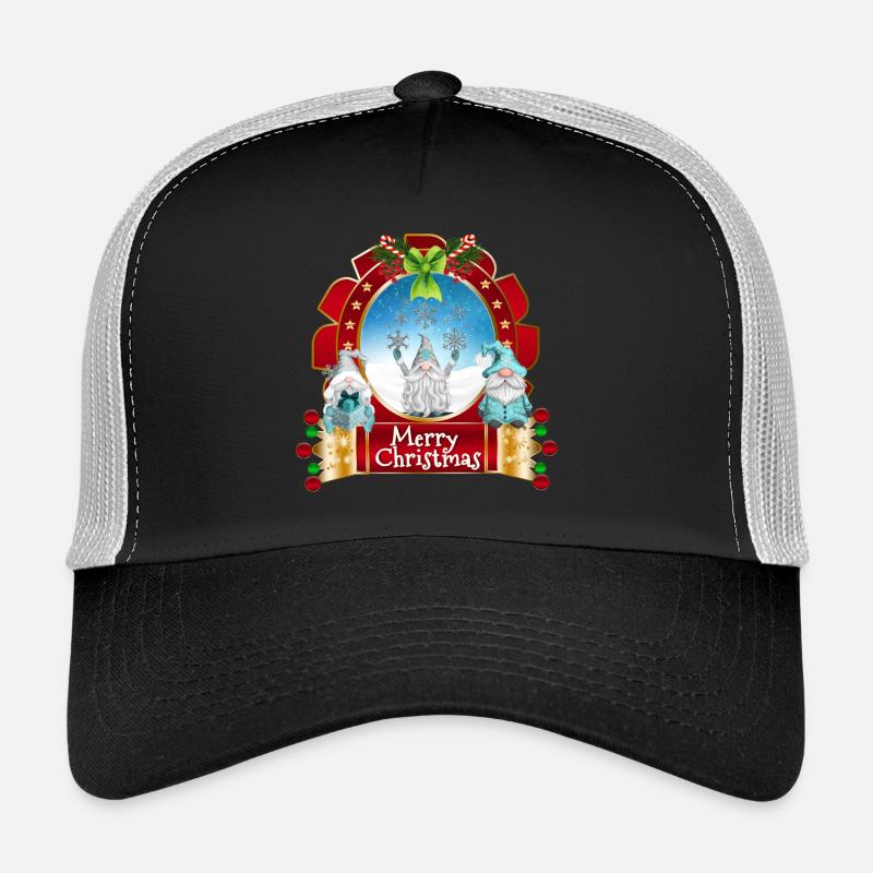Merry Christmas Gnome Trio Snowframe Trucker Cap