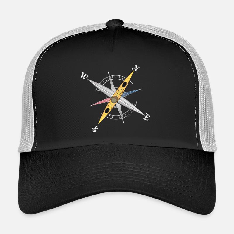 Cool kayak design with compass rose, yellow kayak Trucker Cap