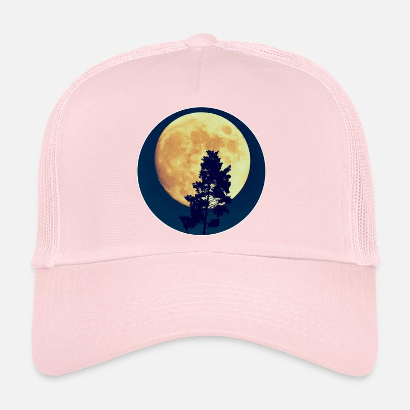 Silhouette de la forêt nocturne au clair de lune Casquette trucker 