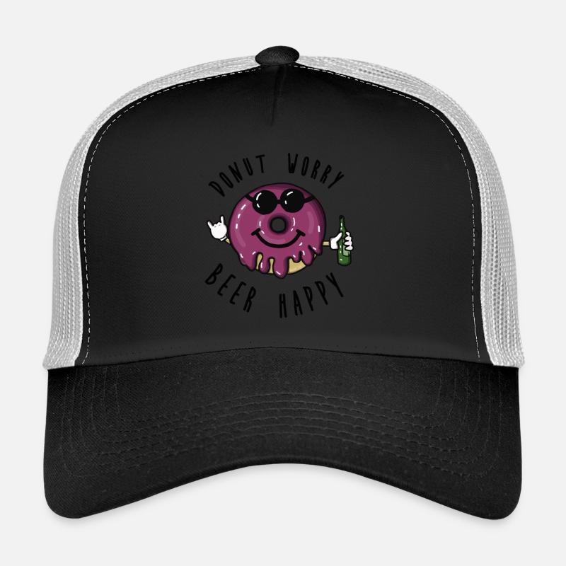 Donut worry, beer happy! Spruch Bier, Illustration Trucker Cap
