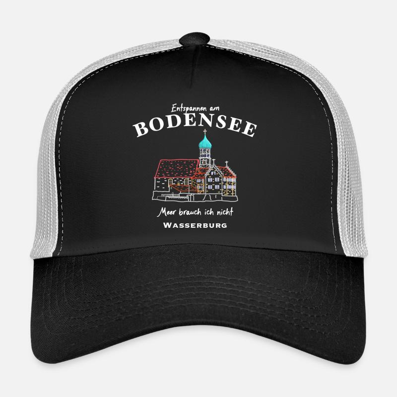 Wasserburg, Bodensee, Bayern - Trucker Cap - Schwarz/Steingrau