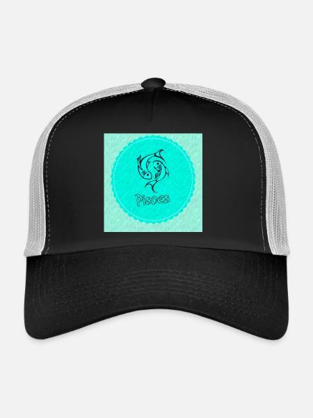 Poissons - Casquette trucker  - noir/gris pierre - Devant