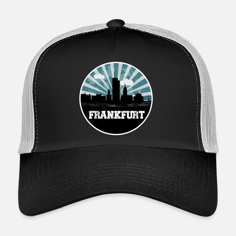 Frankfurt Skyline Blue Hour - Trucker Cap - Schwarz/Steingrau