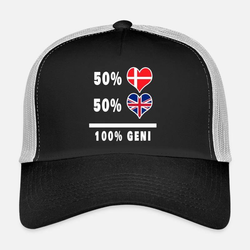 Drapeau 100% génie de la Grande-Bretagne et du Danemark - Casquette trucker - noir/gris pierre