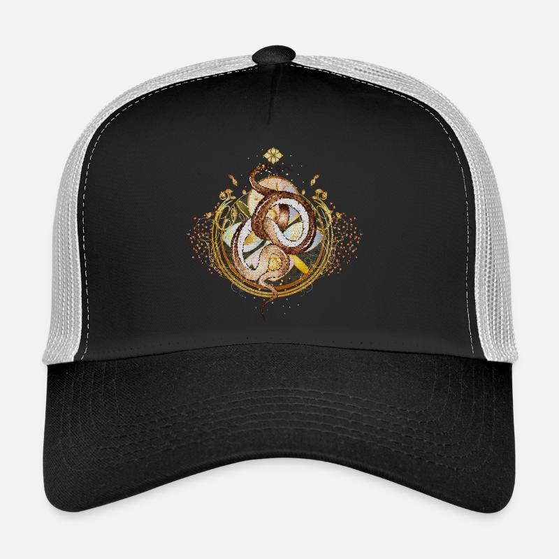 magical amulet with snake in mosaic style Trucker Cap
