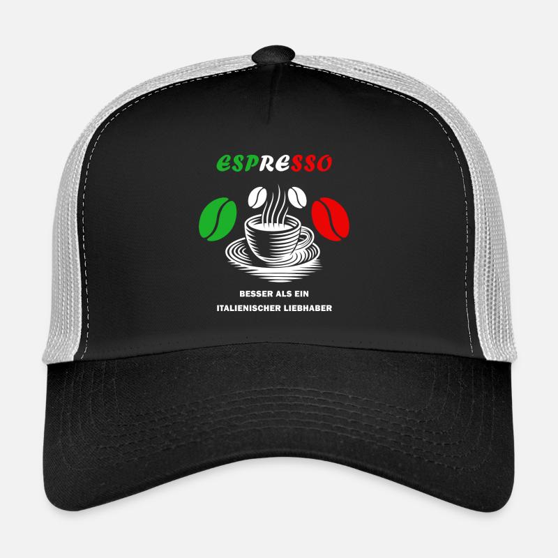 Espresso Italien Design - Trucker Cap - Schwarz/Steingrau