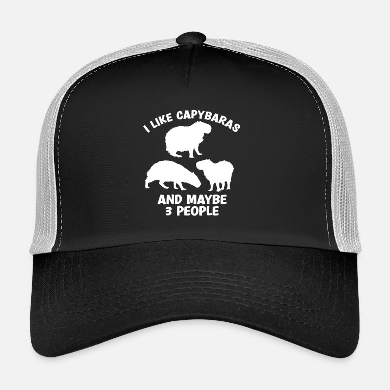 Capybara Zootier Design - Trucker Cap - Schwarz/Steingrau