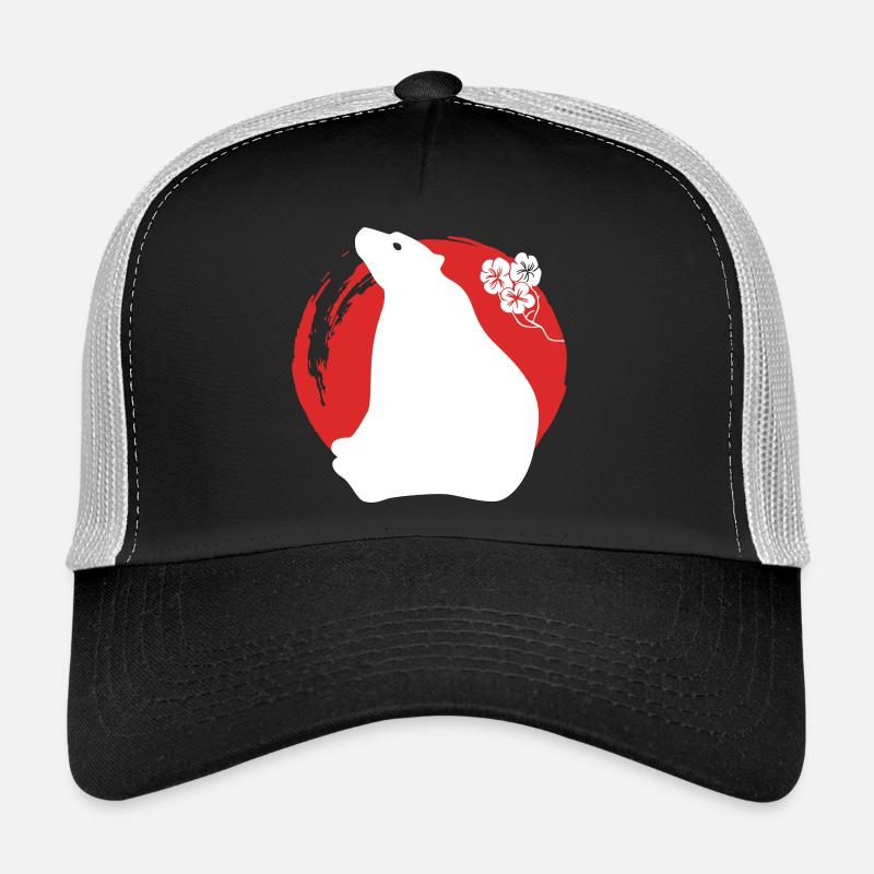 Bär Silhouette Japanisch - Trucker Cap - Schwarz/Steingrau