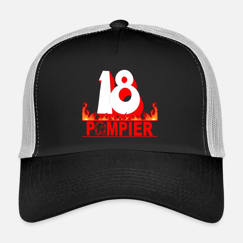 Pompier - Casquette trucker  - noir/gris pierre