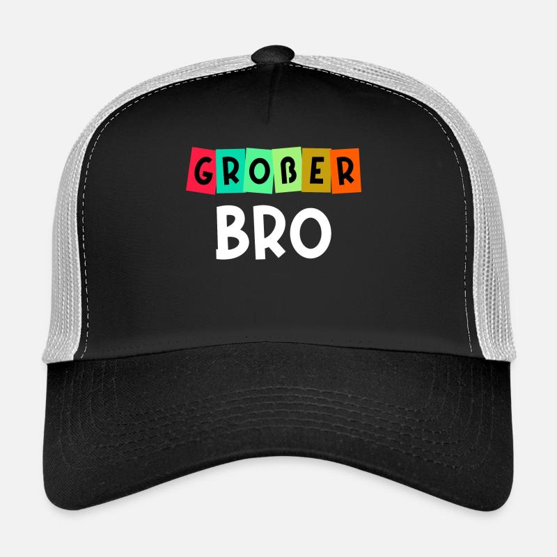 Geschwister Großer Bruder Spruch Bruderherz - Trucker Cap - Schwarz/Steingrau