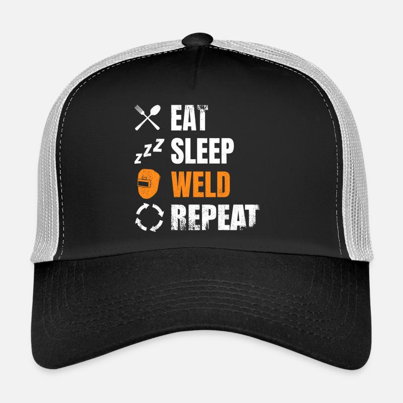 Eat, sleep, weld, repeat Trucker Cap