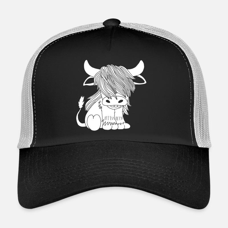 White long-haired cow Trucker Cap