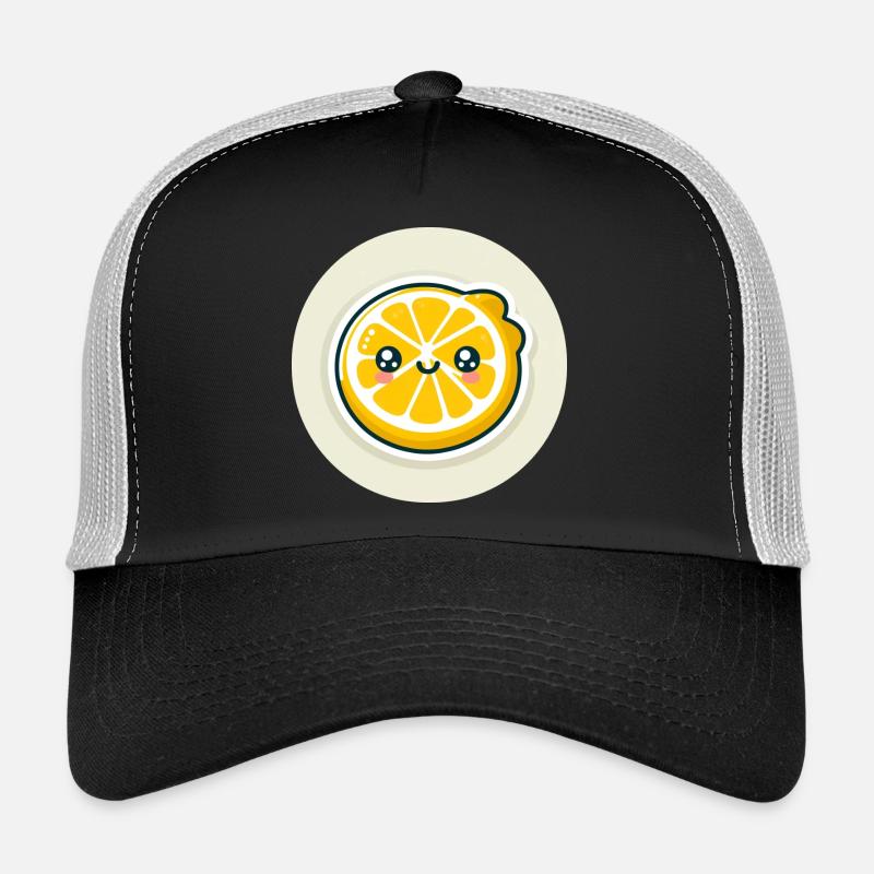 Tranche de citron jaune avec visage Casquette trucker 