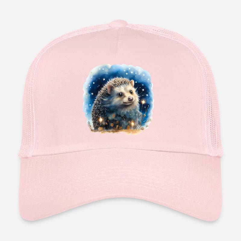 Hérisson aquarelle avec ciel étoilé Casquette trucker 