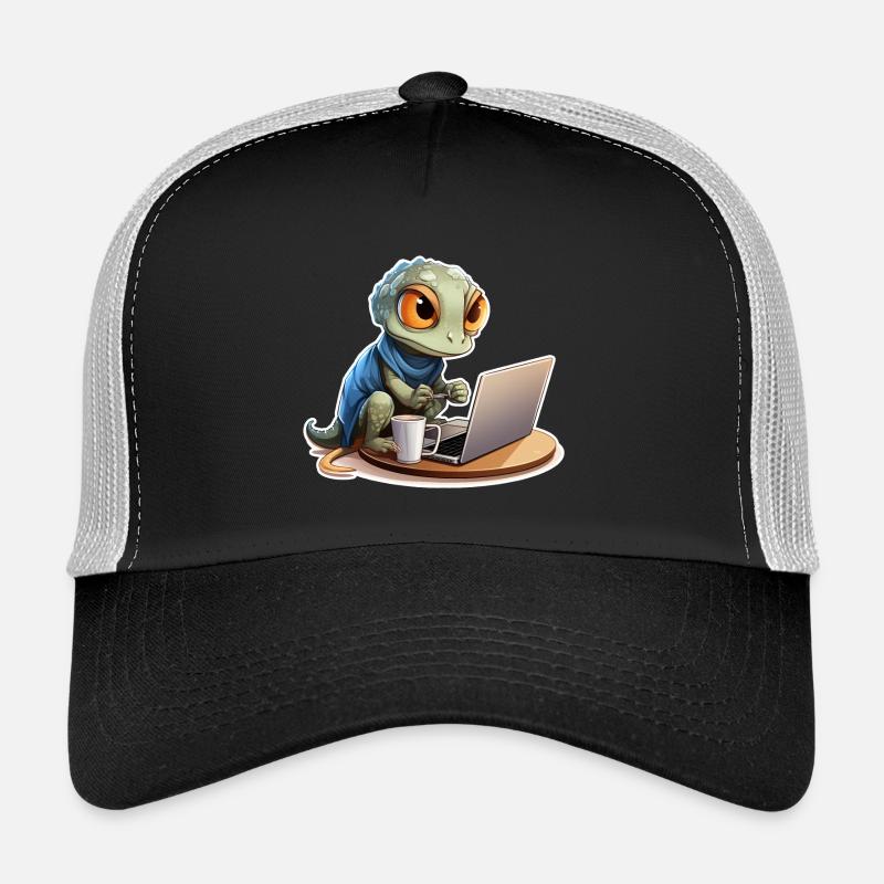 Süßer Gecko Internet Kaffee Nerd Lustig Shirt Trucker Cap