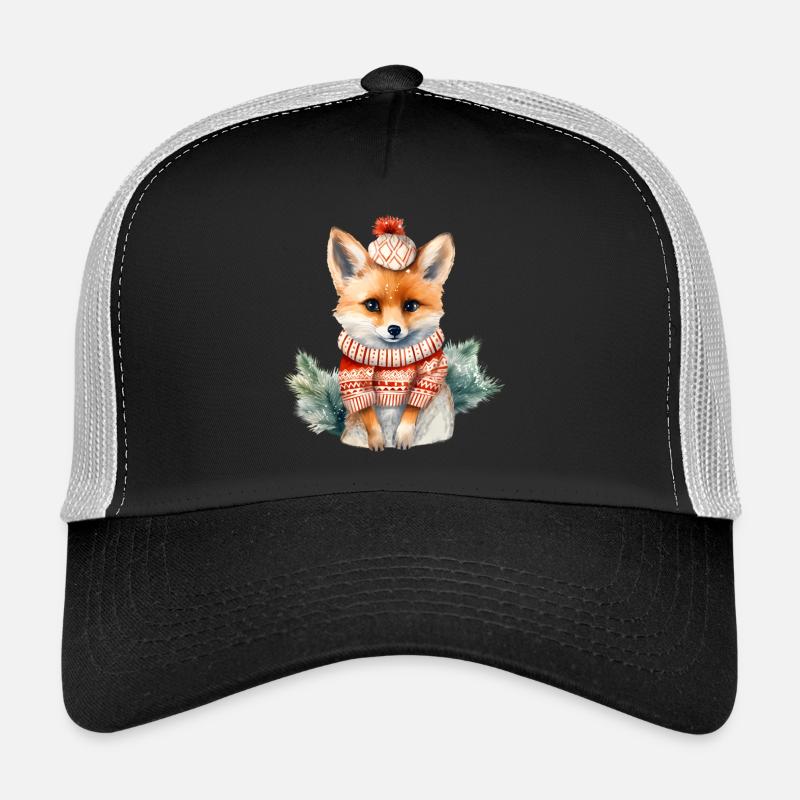 Winter Treasure Fox with Pompom Trucker Cap
