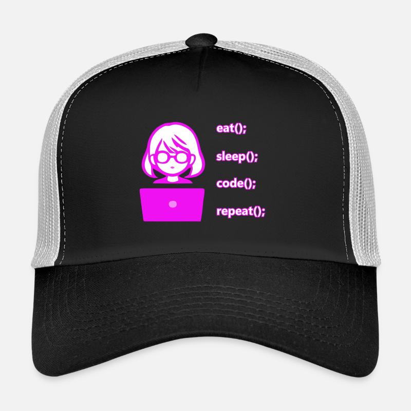 eat sleep code repeat Frau Computer Trucker Cap