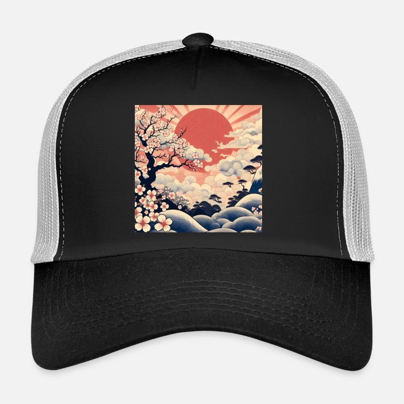Sonnenaufgang Ukiyo-e-Stil Trucker Cap