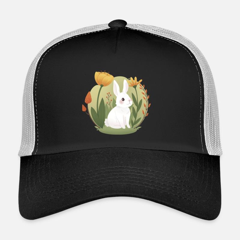 Lapin de jardin avec tulipe et autres fleurs Casquette trucker 