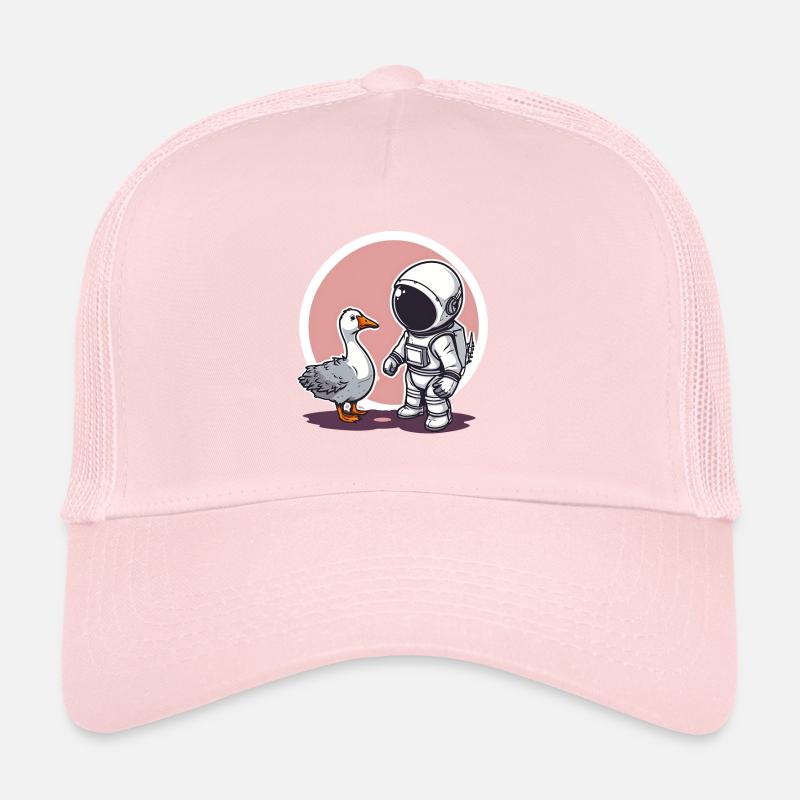 Mignon astronaute et oie dessin animé Design | Espace Casquette trucker 